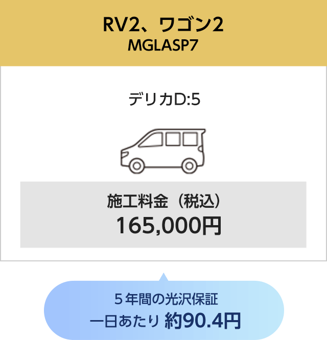 RV2、ワゴン2 デリカD:5 施工料金（税込）165,000円